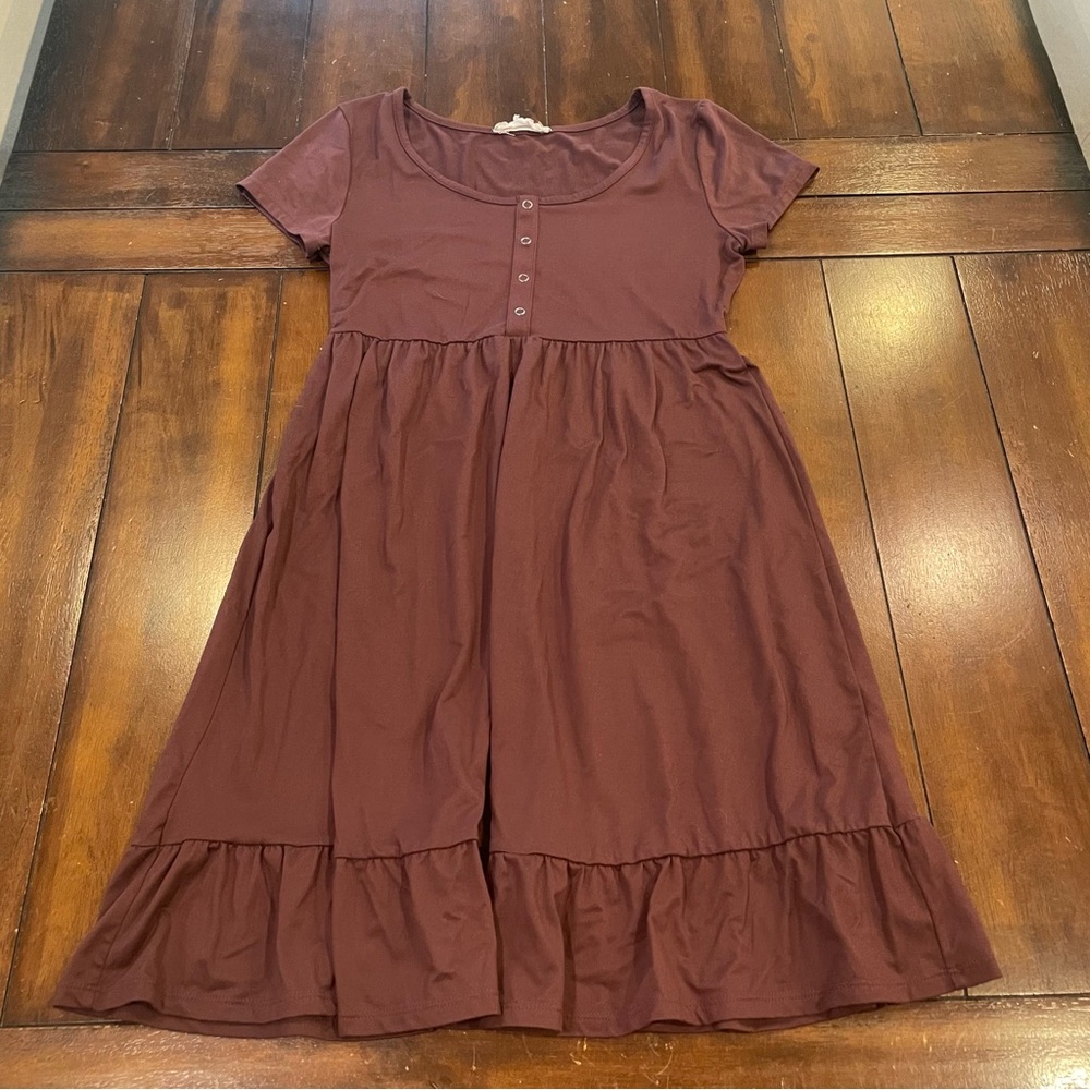 Pink Rose sz S maroon short sleeve dress